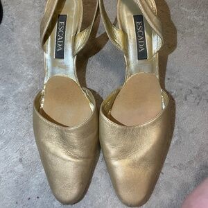 Escada metallic gold slingback heels size 9.5